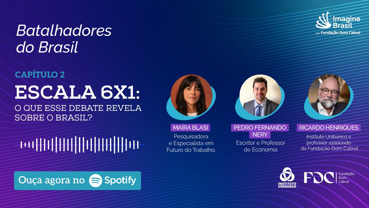 DomCabral's tweet photo. Neste episódio Ricardo Henriques volta a conversar com Maíra Blasi e Pedro Fernando Nery sobre o tema do fim da escala 6 X 1. 

Ouça agora:https://t.co/XUWAoRIuN2 https://t.co/qSFD95pbfm