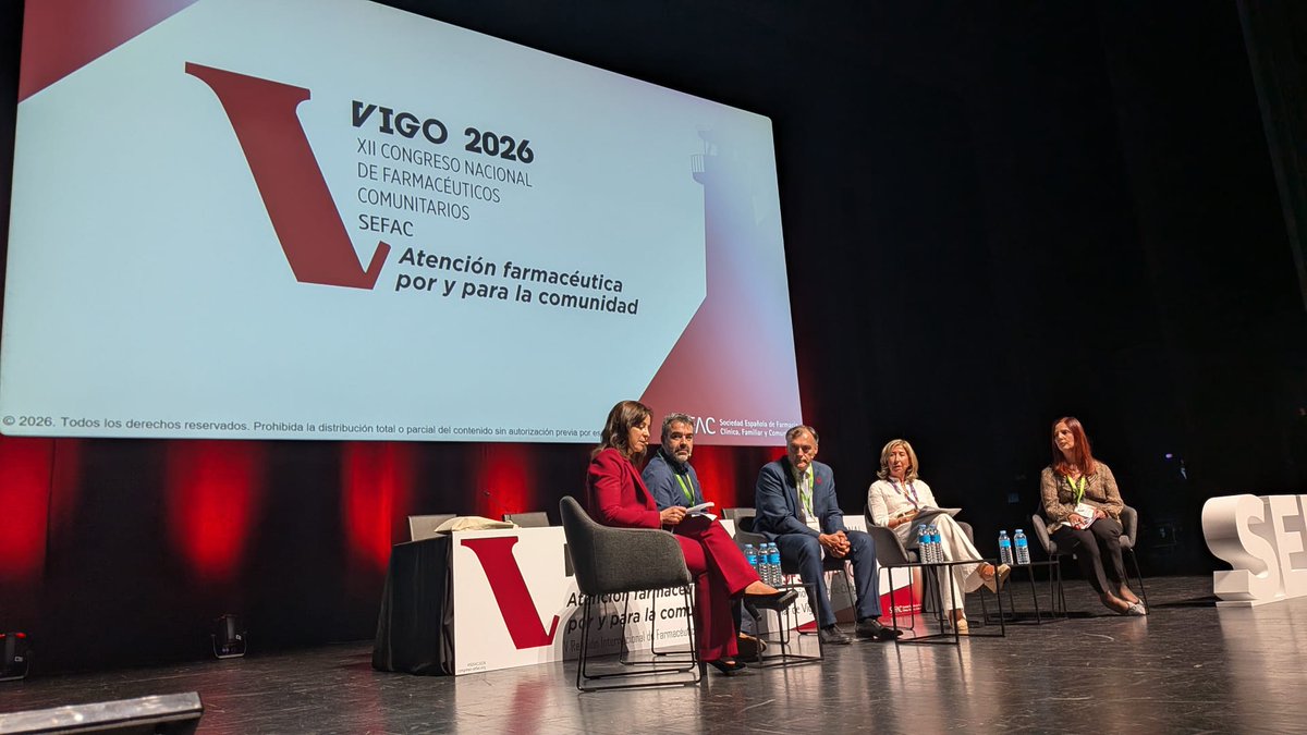 SEFAC_aldia's tweet photo. Deb. profesional #SEFAC2026 con José Ibáñez, Expte SEFAC, Luis Brizuela, FC, Sara Catrain, pta @COFCoruna. Vicente Baixauli, pte SEFAC, Ana Oliver, pta @fefe_farma, Ricardo Blanco, vpte @FEFANE_ ,@tomascodesal, pte SEFAC CyL Modera: @farmaperegrino, Coord. GT SEFAC🤝@stada https://t.co/yZ2pGSv6GG