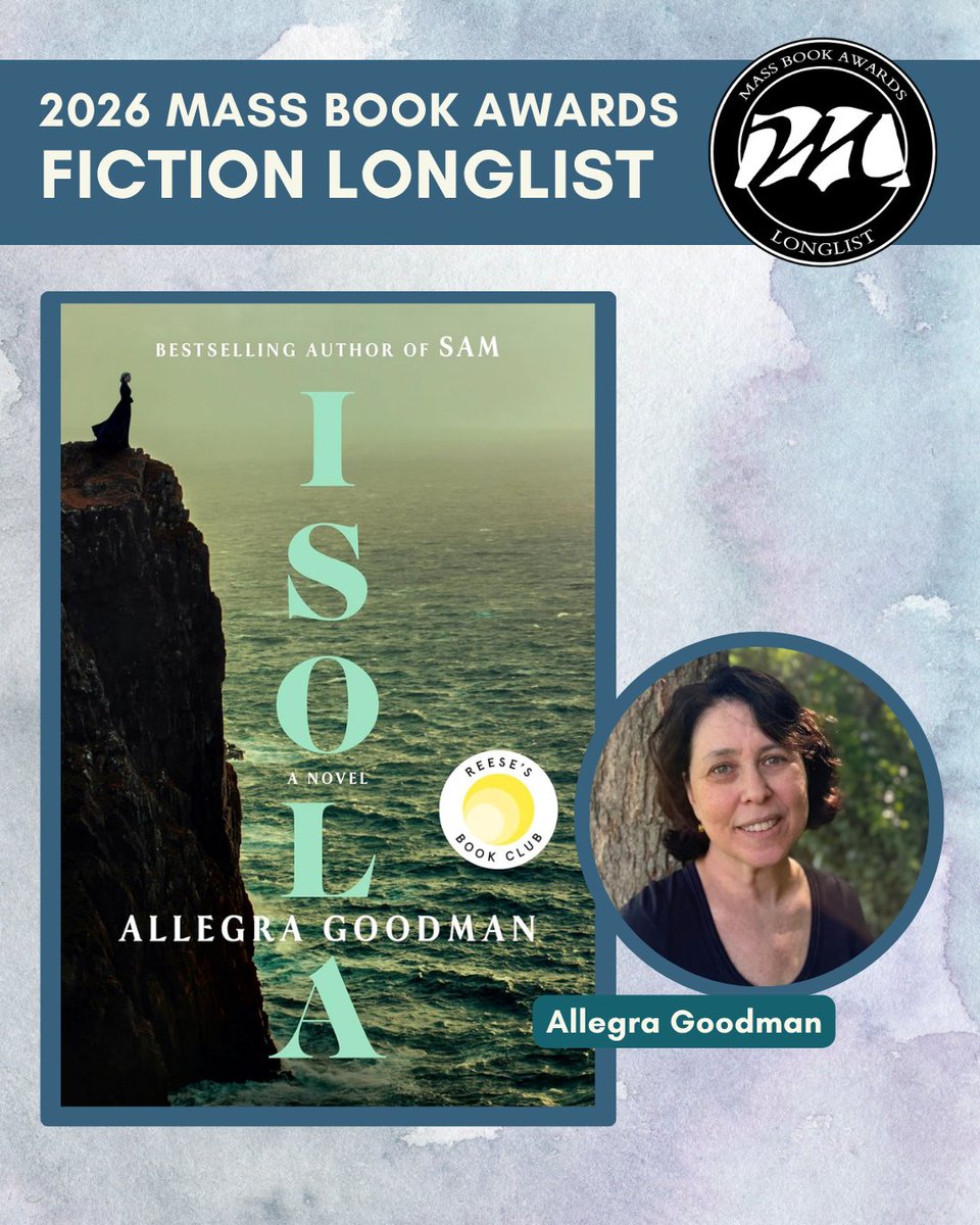MassBook's tweet photo. Today we highlight Fiction longlist title “Isola: A Novel” by Allegra Goodman (Dial Press). 
For more information on the Mass Book Awards and lists of all this year’s categories and longlists head to https://t.co/mabqHqr4cP. https://t.co/oHgKulD8Yl