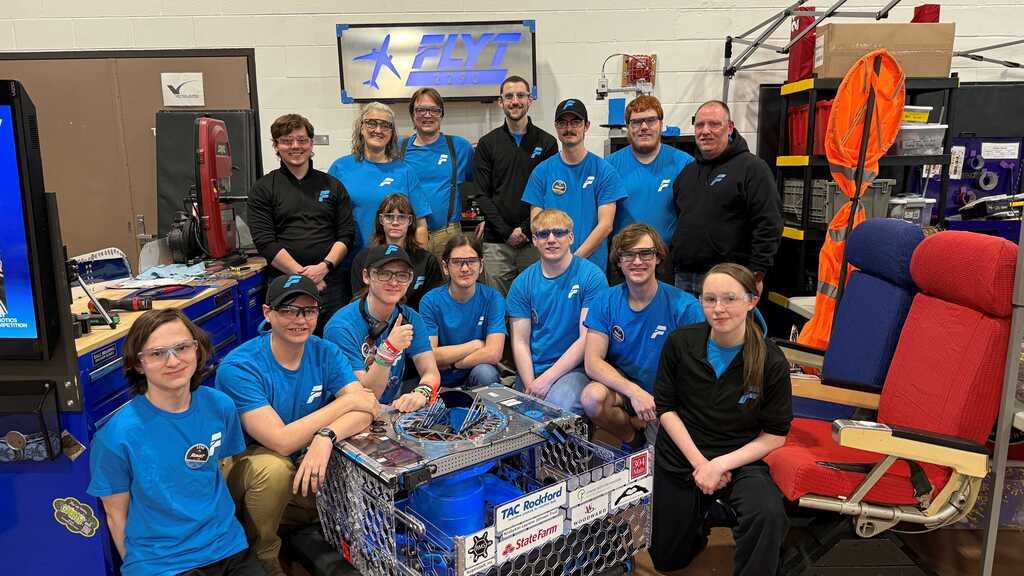 RPS205's tweet photo. Congratulations to FLYT 2290 on qualifying for the Illinois State Championship! Four Auburn High School students helped lead the team through a season of growth, innovation, &amp; resilience in FIRST Robotics competition. Read more on the 205 VIBE: https://t.co/3ApAi2l7QZ https://t.co/5aDgUJ2mFy