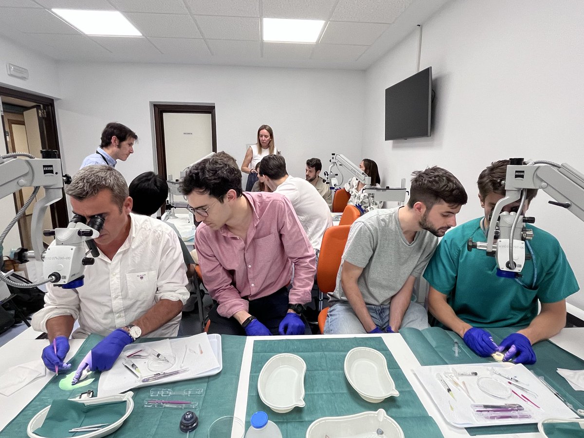 OftalmologiaRYC's tweet photo. 📆 Se ha celebrado el III Curso Wetlab para #DMEK en el #HRyC con la ayuda de #geuder y del #bancotejidosbarcelona , Dirigido por el Dr Arnalich (Jefe Sección Polo), los ponentes: Dr Mingo, Dr De Arriba y Dra Sánchez, y la colaboración de la Dra DeDompablo y la Dra Serrador. https://t.co/XNf3McDbSU