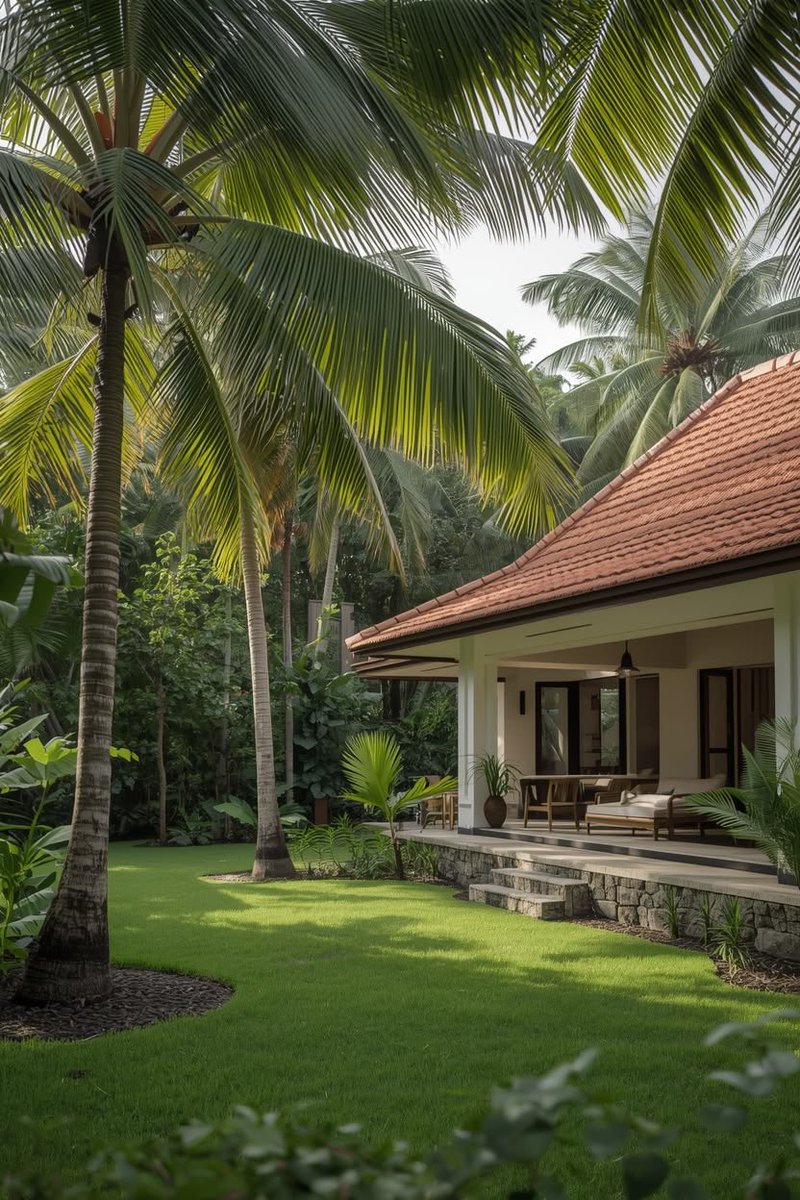 shavnyuyngah's tweet photo. There is a lost art our people have quietly abandoned. Landscaping.

Every new building going up across our cities aims for stone paving, concrete driveways, and bare compound walls. The trees get cut. The grass gets replaced with tiles. And we call it modern.

Look at what a well landscaped tropical home does. The building and the land become one thing. The shade from the trees cools the house before the sun even touches the walls. The garden does work that no air conditioner can replicate. And the space feels like somewhere worth coming home to.

We live in one of the most fertile regions on earth. Our soil grows things that people in colder climates pay fortunes to import as houseplants. And we are paving over it.

Grow your grass. Plant your trees. Let your compound breathe.

These are inspiration images.