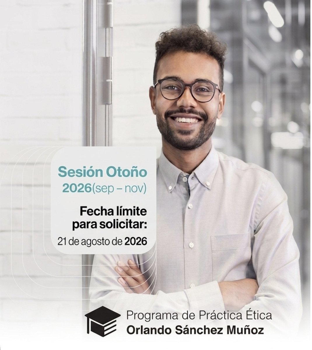 OEGPR's tweet photo. ¡Gran oportunidad de desarrollo profesional! 💼✨ 

¿Te interesa el análisis, la transparencia y los dilemas contemporáneos? 

Te invitamos a postularte al Programa de Internado en Ética para nuestra próxima Sesión de Otoño 2026. 

En esta experiencia desarrollarás habilidades críticas y conectarás con profesionales del área en un entorno dinámico y colaborativo.

📅 Fecha límite para solicitar: 21 de agosto de 2026 

Impulsa tu carrera y solicita hoy mismo! 📥 https://t.co/KPJgz3sXYR