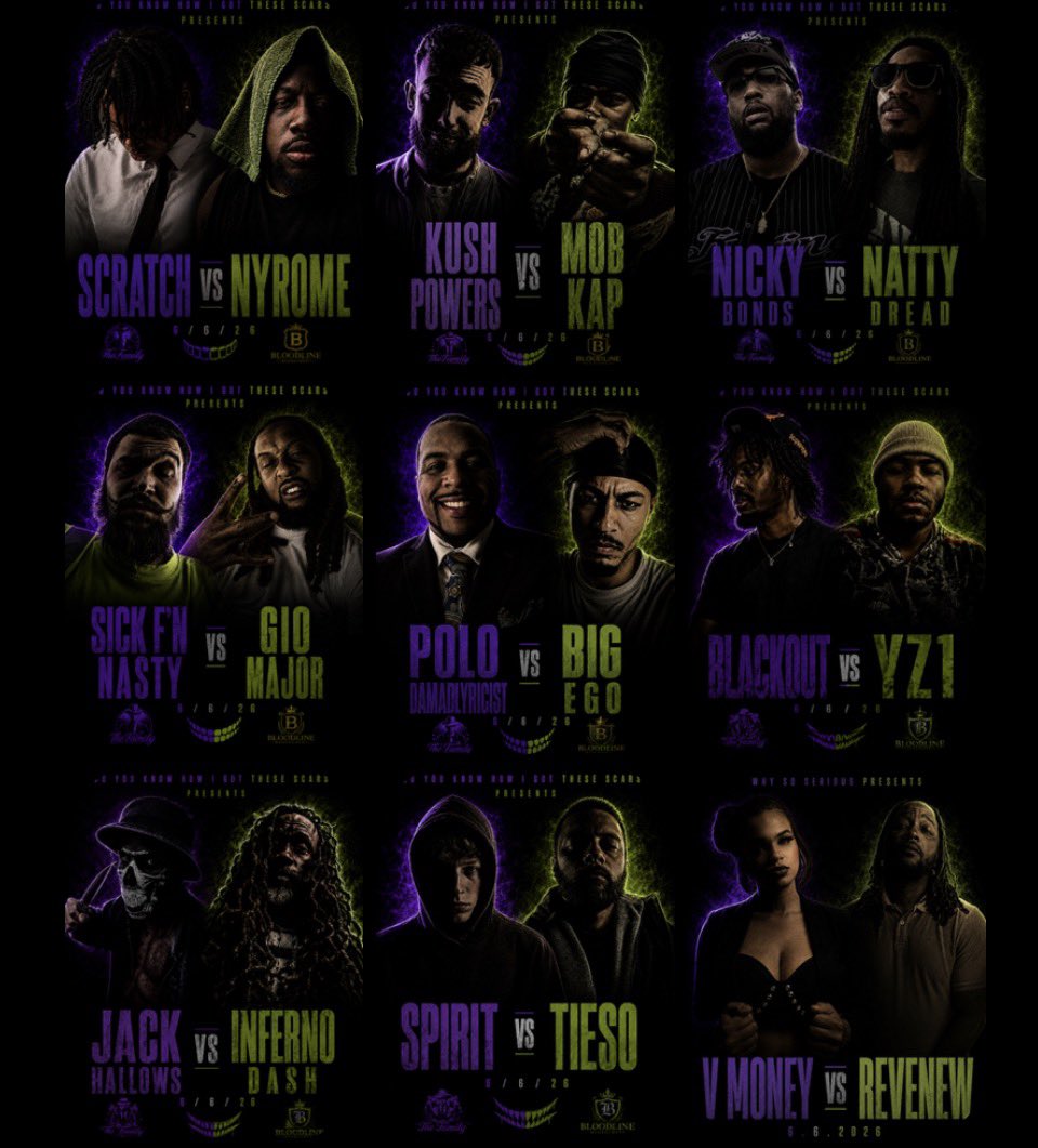 AsToldByAmira's tweet photo. TFAM🏴‍☠️ PRESENTS 

DO YOU KNOW HOW I GOT THESE SCARS

Hosted &amp; Curated by Amira Shade 

6.6.2026 
8pm EST 

X @THEFAMILY22 

Main event : @Kushpowers316 vs @MOBKAP30sss 

CO MAIN :
@E3onCttScratch vs @_nyrome https://t.co/8Z2v8ABY0y