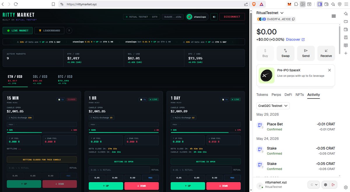 jepslife's tweet photo. Letβs see how lucky my gamble turns out after 1 hour. Nice dApp ,,, simple and easy to use. Looking forward to seeing more progress from this project.
https://t.co/RLykpBpeA8
try your luck!
#buildONRITUAL #ritualfnd @ritualnet https://t.co/jOzxrOlHr4