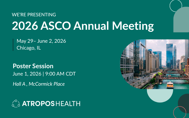 AtroposHealth's tweet photo. We're presenting at #ASCO26. Join @SandeepJainMD on June 1, 2026 at Poster Board 171 for our session on SSRI use and outcomes in metastatic melanoma patients treated with ICIs.
 
Read the abstract: https://t.co/jlq2sqcxBA
 
#RWE #Oncology #Melanoma #Immunotherapy https://t.co/4H73BchQlC