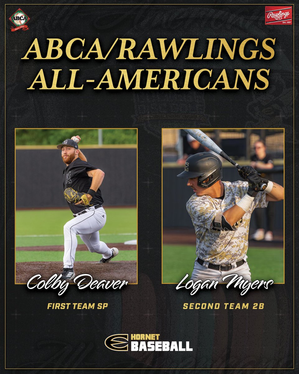 ESUSports's tweet photo. ABCA/Rawlings All-American Honors Added for Deaver and Myers @ESUBaseball #StingersUp
https://t.co/Y2jC014IFC https://t.co/gJv2NflVaJ
