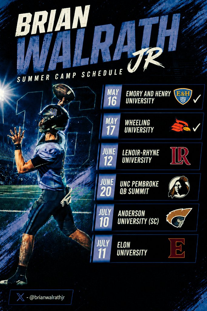 brianwalrathjr's tweet photo. Camp schedule set. 
@LoudounSportsAC @CoachJackson26 @The1AndOnlyOB @CoachBJackson_ @HagenWeaver15 @CoachEroy25 @CoachJH58 @CoachTFields https://t.co/1RaJO27swf