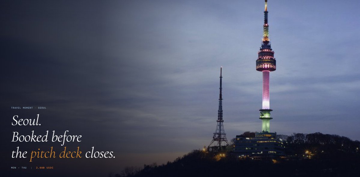 Agentda_AI's tweet photo. Seoul. Q3 tech roadshow. Four nights. 
"Business class ICN, Four Seasons Seoul, Monday to Thursday. Under 3,000 USDC." 

Three properties compared. 
Gangnam district confirmed. 
Early check-in secured. 

The agent remembered you always need a desk by the window. 
Now it books that without asking. 
#Agentda #Seoul #AgentTravel