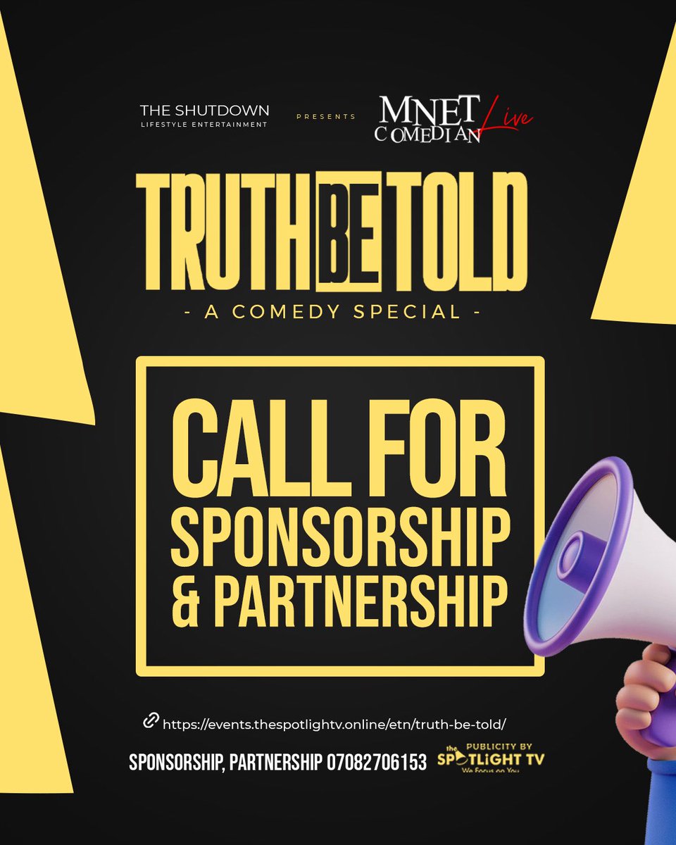 Mnet_Comedian's tweet photo. This July, we’re not just putting together a comedy show, we’re creating a movie-level experience live on stage.

MNet Comedian Live: “Truth Be Told” is officially hitting the Coal City.

📍 Saturday, 18th July 2026
📍 Vee -Ai- Pee Event Center, Enugu.

#MNetComedianLive https://t.co/r0WaWaKGlA