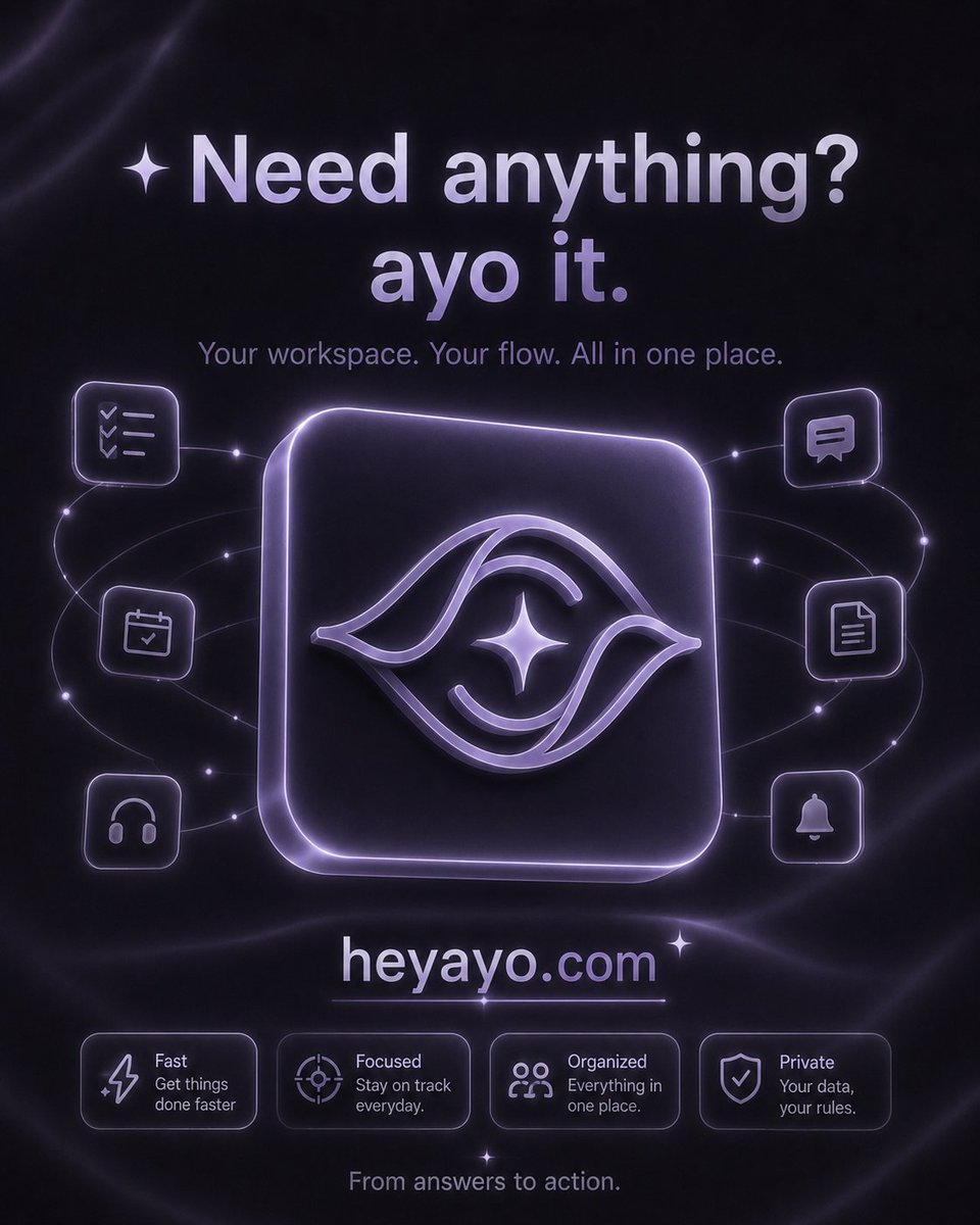 AYO_systems's tweet photo. Meet AYO.

The first desktop AI companion with a wake word.

Just say “AYO.”

No copying.
No pasting.
No repeating yourself.

Your desktop already has context.

The tabs.
The apps.
The deadlines.
The workflow.

Now your AI does too.

Need anything?

Just AYO it. #ai #desktopai #aicompanion