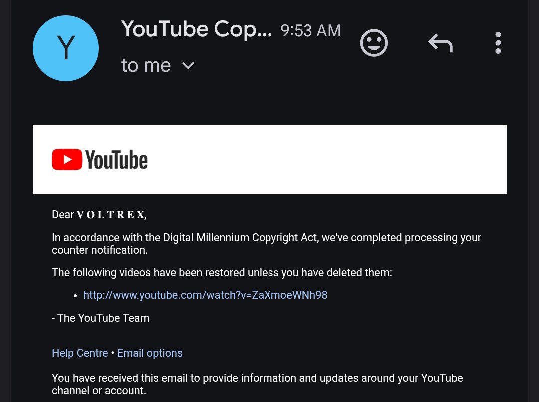VoltrexEdtz's tweet photo. @TeamYouTube I currently have 4 copyright strikes that I believe are false. Two previous strikes against my channel were already removed after successful counter-notifications. I respectfully ask for a manual review of the remaining claims, as they are seriously affecting Me. https://t.co/l86uo1CRsA