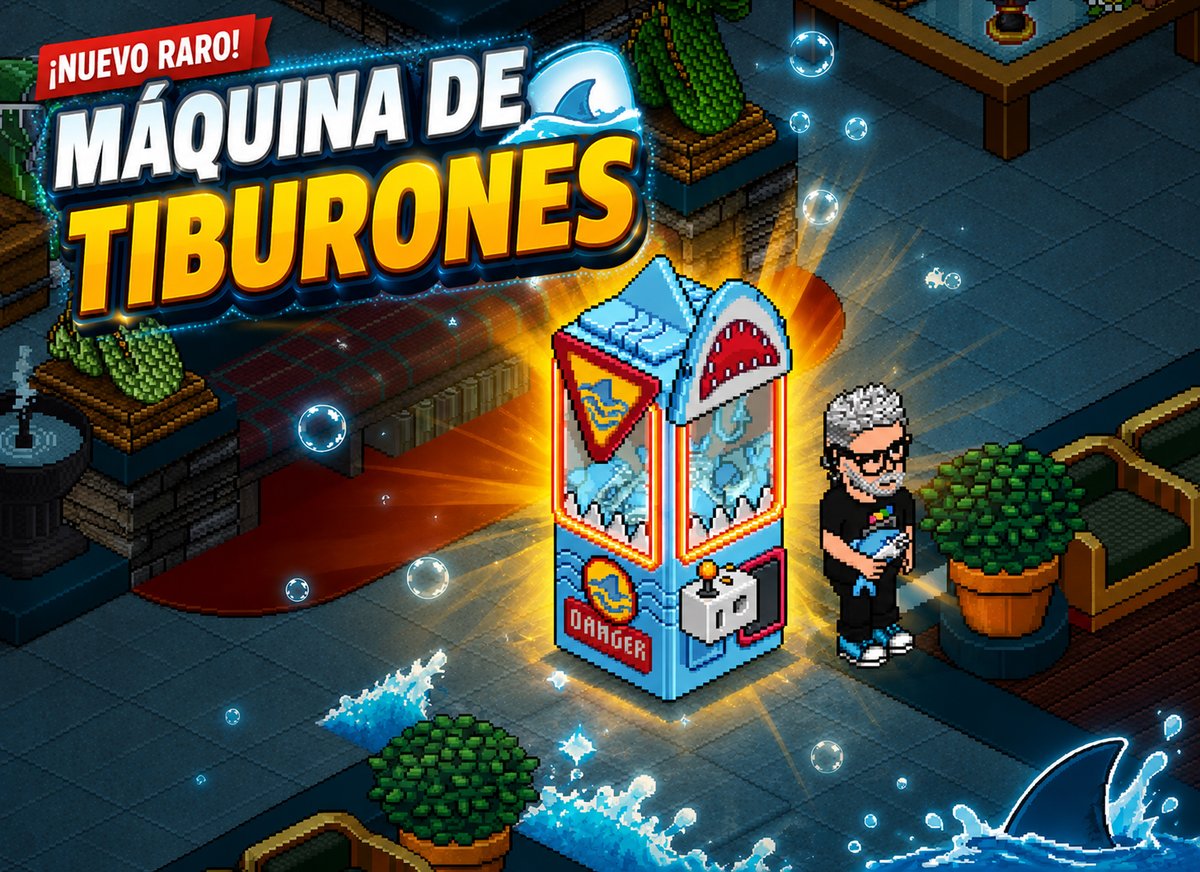 NoLimitsHB's tweet photo. 🦈 ¡NUEVO RARO: Máquina de Tiburones!
¡La suerte llegó con dientes afilados! 😈

Consigue esta máquina exclusiva por 45 Créditos + 45 Diamantes. + Una placa. 

@Habbo @EsHabbo 
¿Te atreves a probar tu suerte? 🎰💎 https://t.co/XMMACPjk1Q