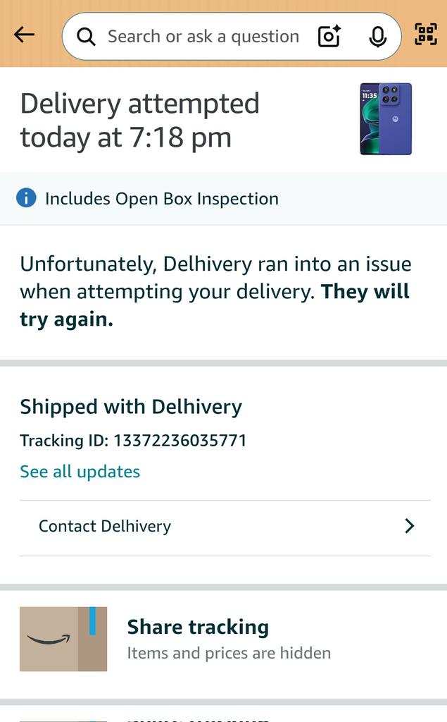 Zythophile01's tweet photo. @delhivery @help_delhivery what is this #scam you guys are running? When it clearly says open box delivery your delivery agent denies it and takes the package back 3 times! And in the tracker it says delivery attempted!
#scam #kapilbharati #sahilbarua #delhivery #scamalert https://t.co/V5N90cbqol