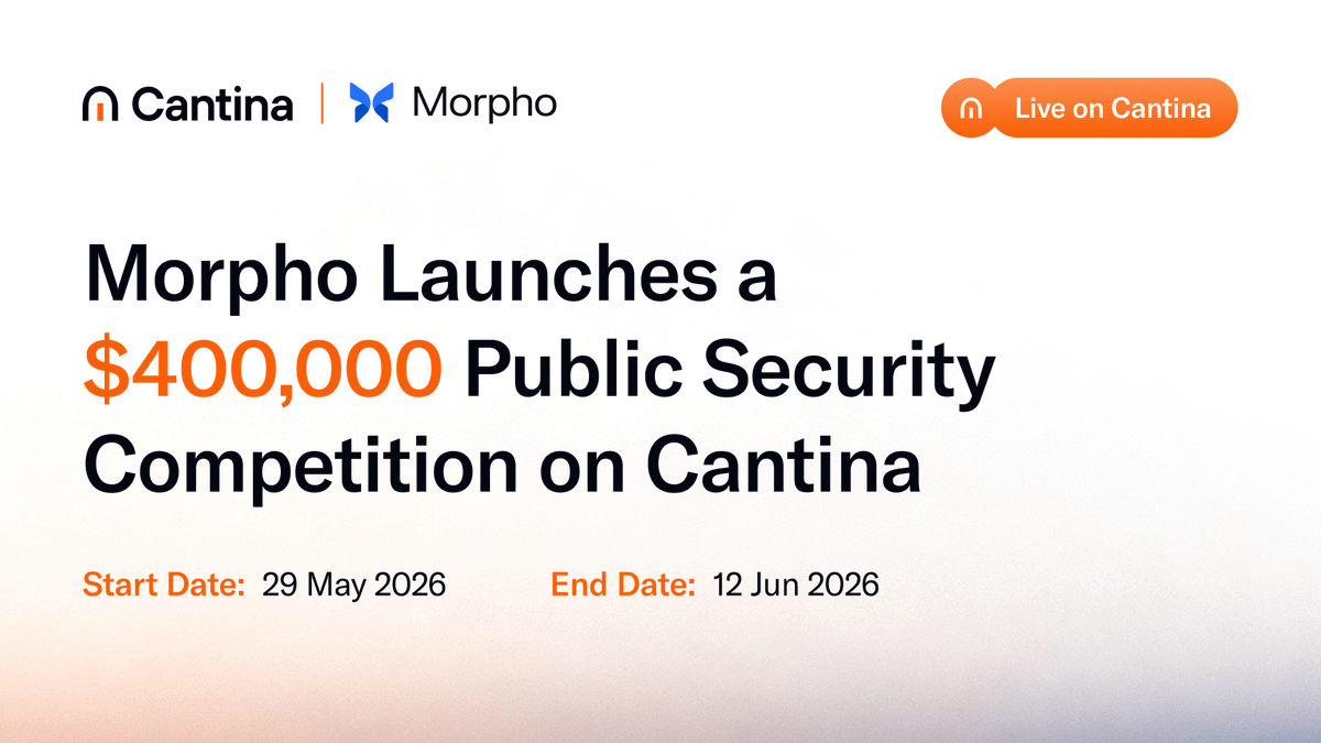 cantinasecurity's tweet photo. You're going to be working late for this one: The @Morpho Midnight competition is live.

Morpho Midnight is a non-custodial protocol for fixed-rate, fixed-term credit markets.

Let's see what you've got, researchers:
https://t.co/mcy8eleRkB https://t.co/SI6p3PuQBz