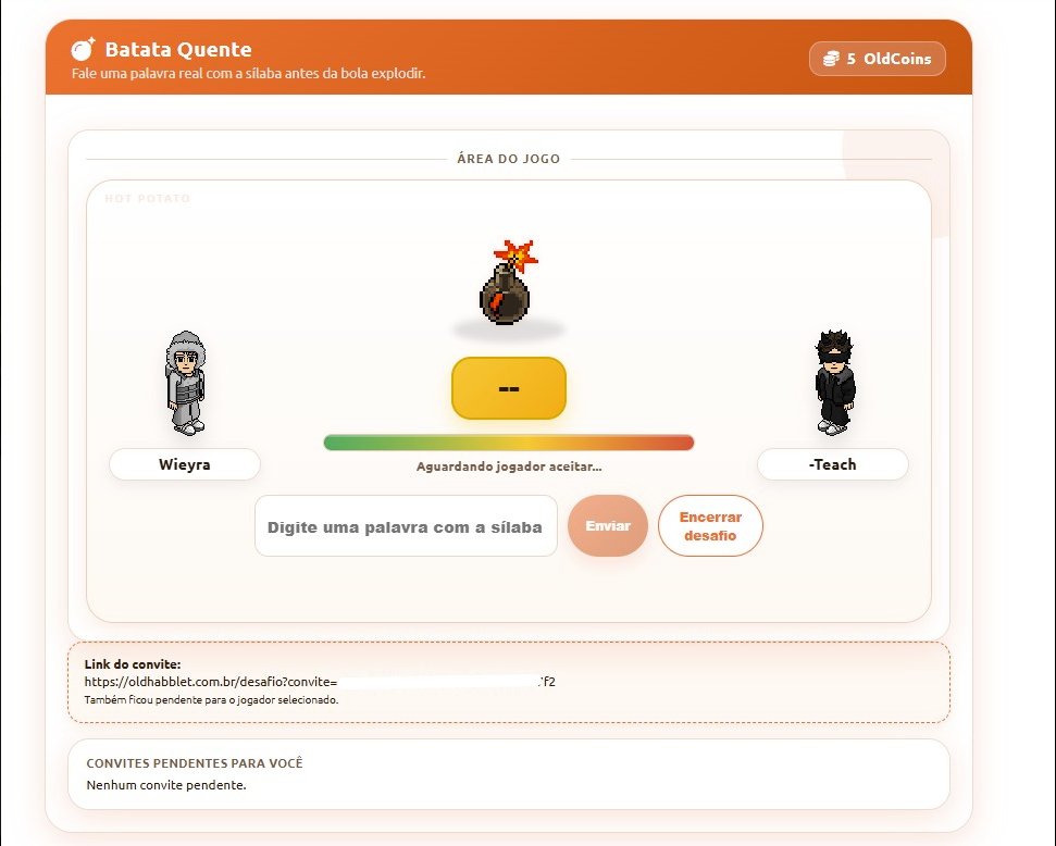OldHabblet's tweet photo. A Batata Quente chegou na OldHabblet!

Já liberamos o novo jogo no site e já dá pra desafiar os amigos🥔

A ideia é simples: você recebe uma sílaba e precisa responder uma palavra antes da bomba explodir👀

🪙As partidas rendem OldCoins
🎮Dá pra criar desafios com outros jogadores
🔥E quanto mais rápido pensar, melhor

Pra jogar é só acessar: https://t.co/ChgWKDA1Fl