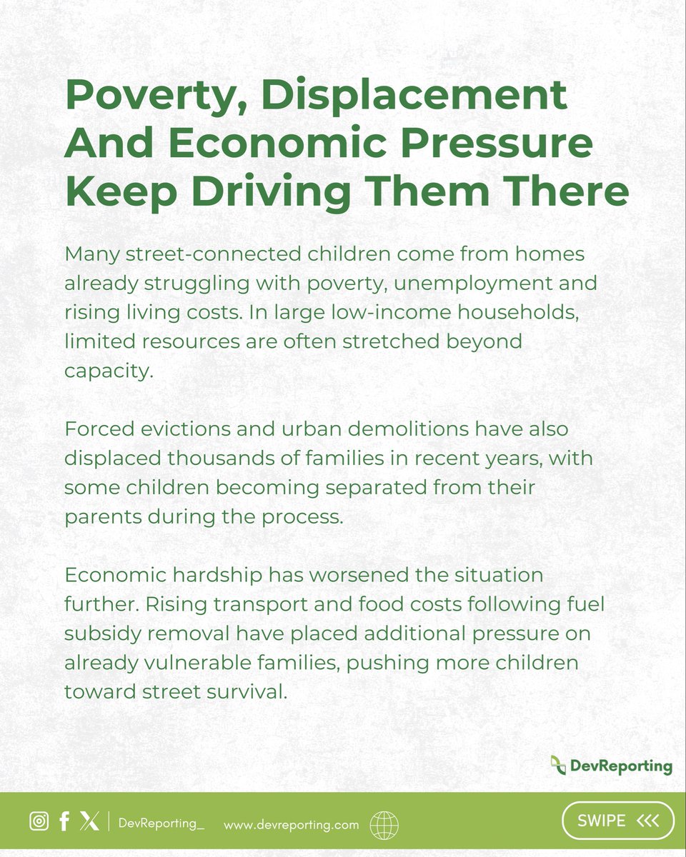DevReporting's tweet photo. — focused not on awareness campaigns, but survival.

Behind the labels of “area boys” and “street kids” are children facing poverty, displacement, stigma and exclusion from basic support systems. https://t.co/G1rbhVreL0