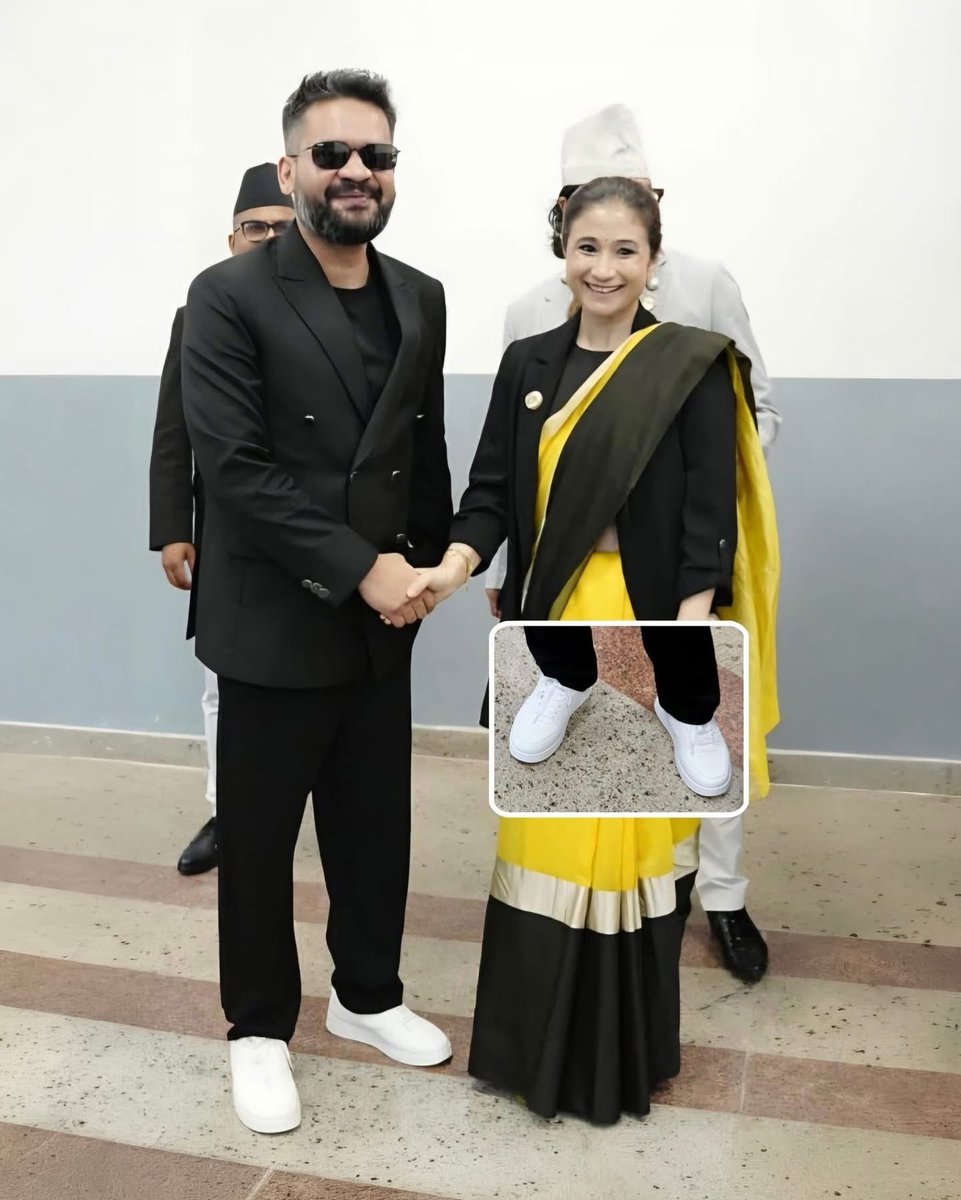 RONBupdates's tweet photo. PM Balen Shah is promoting Nepali brand as he wears Goldstar shoes today &amp; talks with Bidusi Rana about shoes in the parliament. 😍

Photo. Nepal Photo Library https://t.co/YtVEGTSM3O