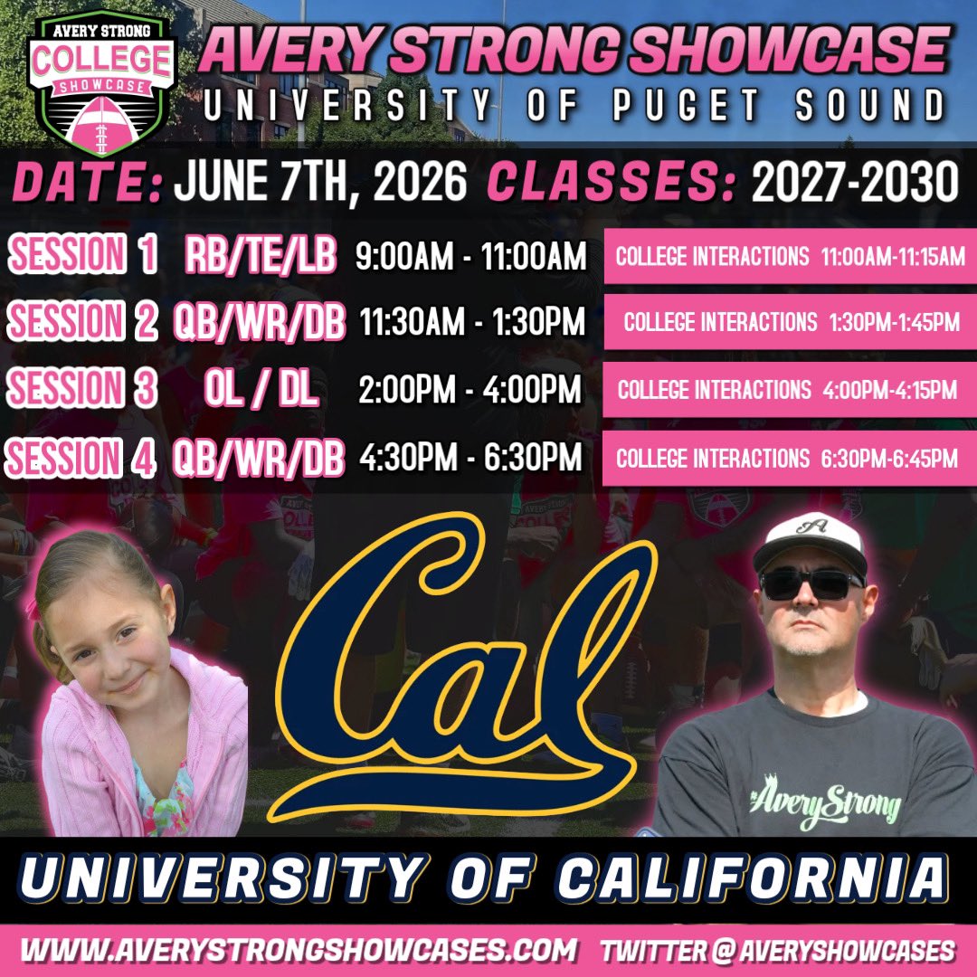 AveryShowcases's tweet photo. Excited to Announce The University Of California - Berkeley will be Attending The 2026 @AveryShowcases on Sunday, June 7th🔥🏈📈

Can’t Wait To See Athletes From All Around The Country Competing On The Big Stage ‼️

9 Days Until Go Time 🍿👀⏳ 

https://t.co/pA4slI03E2 https://t.co/FkVJbIkwxH
