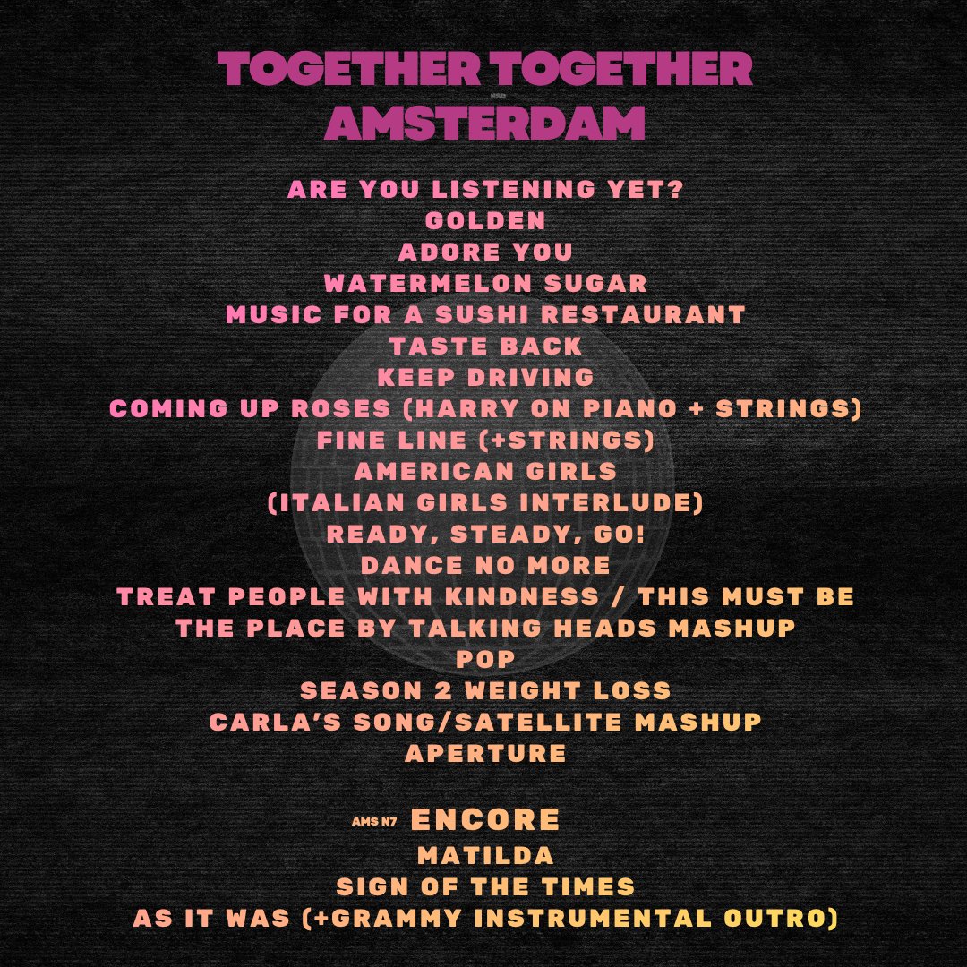 hsdtogethertour's tweet photo. TOGETHER TOGETHER: AMSTERDAM RESIDENCY NIGHT 7 // SET LIST https://t.co/0gNkZAXvKy
