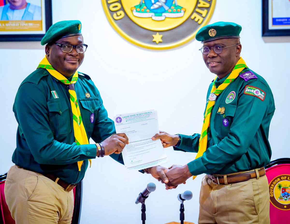 jidesanwoolu's tweet photo. Today, I was formally decorated as the Patron of the Lagos State Scout Council at Lagos House, Marina.

The Scout Association of Nigeria has spent over a century building character, discipline, and leadership values in our youth. Through the Ministry of Youth and Social Development, our administration remains fully committed to supporting platforms that focus on social inclusion and real empowerment for young children. 

Thank you to the State Scout Commissioner, Alhaji Olohuntoyin Adebesin and the council members for this honour. We will continue to work together to build a greater future for our youth.