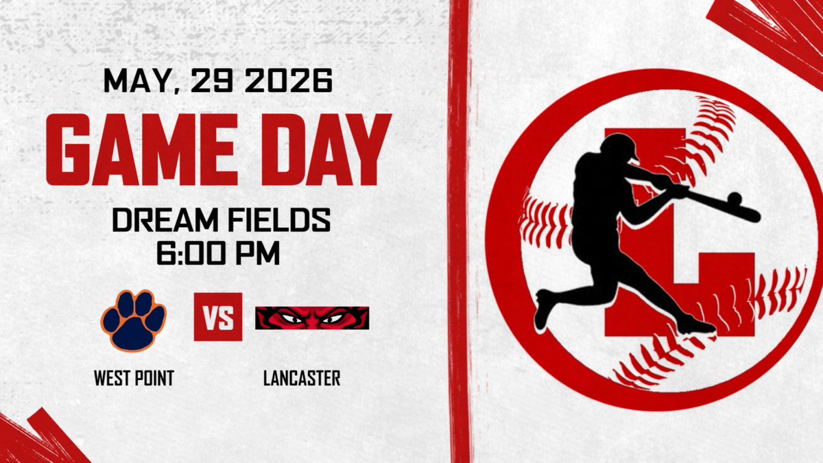 RappRecord's tweet photo. 𝗚𝗔𝗠𝗘𝗗𝗔𝗬 𝗥𝗘𝗠𝗜𝗡𝗗𝗘𝗥: #Lancaster hosts West Point TONIGHT at 6pm in Region A baseball at Dream Fields. https://t.co/RkShYjhZLG