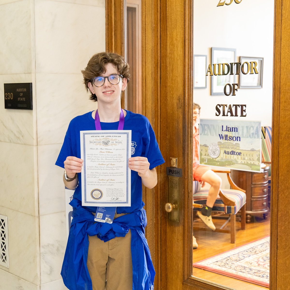 ARAuditor's tweet photo. Liam Wilson from Searcy is the 2026 Arkansas Boys’ State Auditor. He was excited to learn more about the office and our responsibilities. Glad to have you, and good luck in the future!
#arkansasboysstate https://t.co/jUsOzedmNU