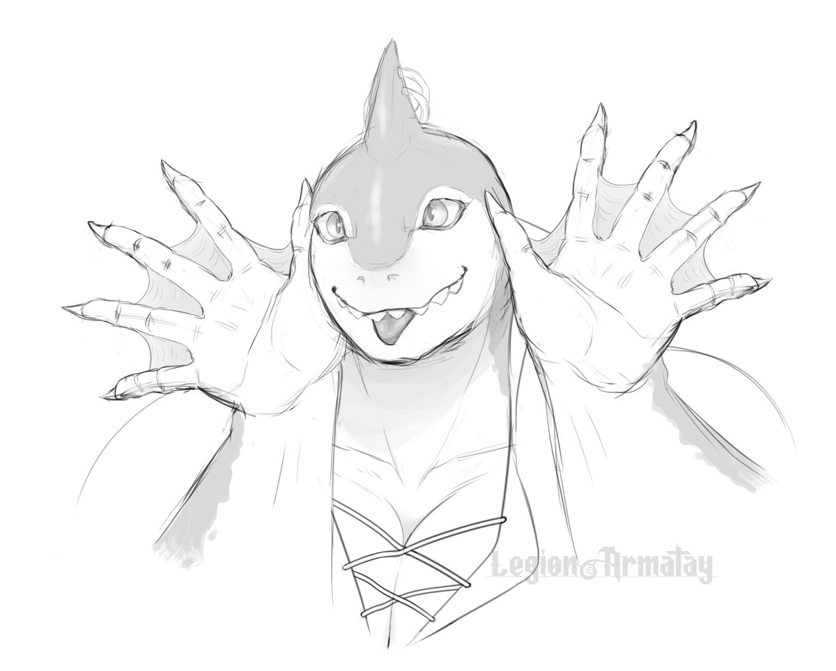 LArmatay's tweet photo. New(ish) OC for a D&amp;D 5e campaign.

This is my girl Kailani, she's a chef on an exploration ship in search of lost treasures. She's the mom friend of the group basically

#dndart #DungeonsAndDragons5e #SharkGirl https://t.co/ixARFIGiwI
