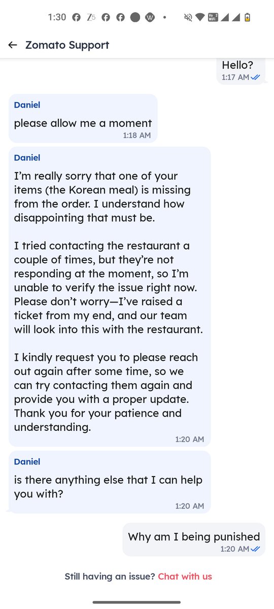 Solo_Musafir's tweet photo. @zomatocare and @zomato when a customer orders from your restaurant partner is it their responsibility to make sure they get the full order or your delivery partner's responsibility to check the order item is available? https://t.co/6nhyha38gS