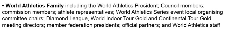 RunEmilyERun's tweet photo. Good to see the World Athletics Family explained in the new Athlete of the Year rules. https://t.co/TwnsG6KiTY