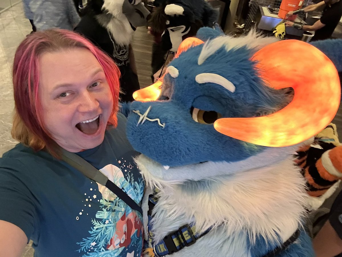 DisplacedEnigma's tweet photo. Let’s do some Throwback Thursday in celebration of #FursuitFriday shall we? These were taken at FWA in 2024; I gotta say, I am proud of the weight I’ve lost since these were taken. 

Featuring @Calmide_Bulf , @DOG_SLBR , @Sakurainu_fur and @Twilight_Saint 

#FWA https://t.co/nsfaLEw8Qk