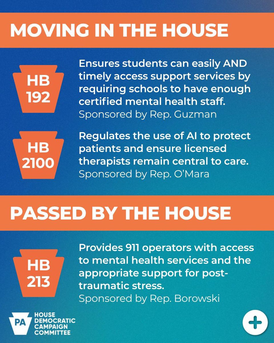 PAHDCC's tweet photo. Mental Health Awareness Month may be coming to an end, but our work to support mental health continues every day. Take a look at some of the legislation our Majority has been working on to expand access to and strengthen care for our communities. 💚 https://t.co/IajCMiGWeA