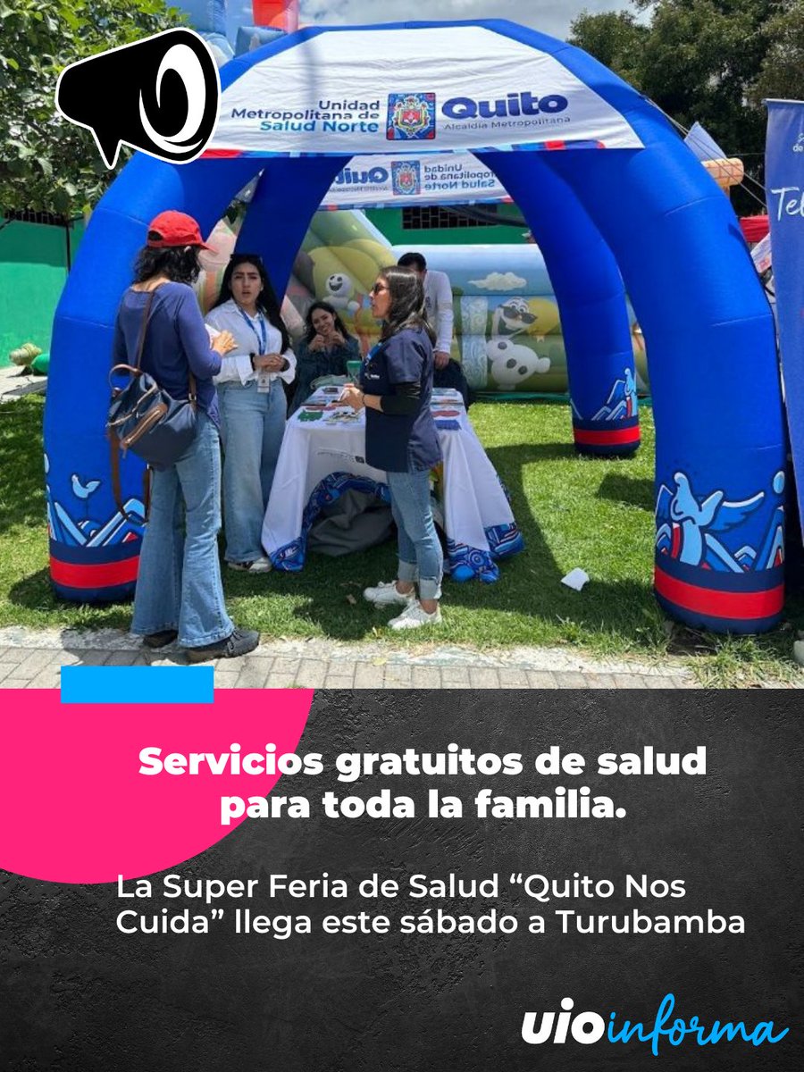 QuitoInforma's tweet photo. 🩺❤️💙 #QuitoSaludable | ¡Aproveche servicios gratuitos de salud este sábado en Turubamba! Habrá medicina general, odontología, nutrición, PAP test y atención para animales de compañía, de 09h00 a 17h00.
🔗Super feria "Quito Nos Cuida": https://t.co/XcduoA83jo
#QuitoRenace https://t.co/557ujhxmrG