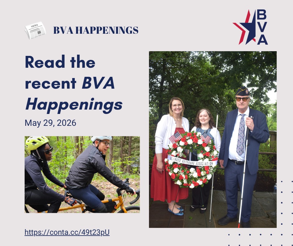 BlindedVeterans's tweet photo. Sight loss doesn't stop our members from living life to the fullest. Read the latest happenings within the BVA community in this weeks edition of BVA Happenings.
https://t.co/PVI0mTXkqC https://t.co/70zMyeQyM1