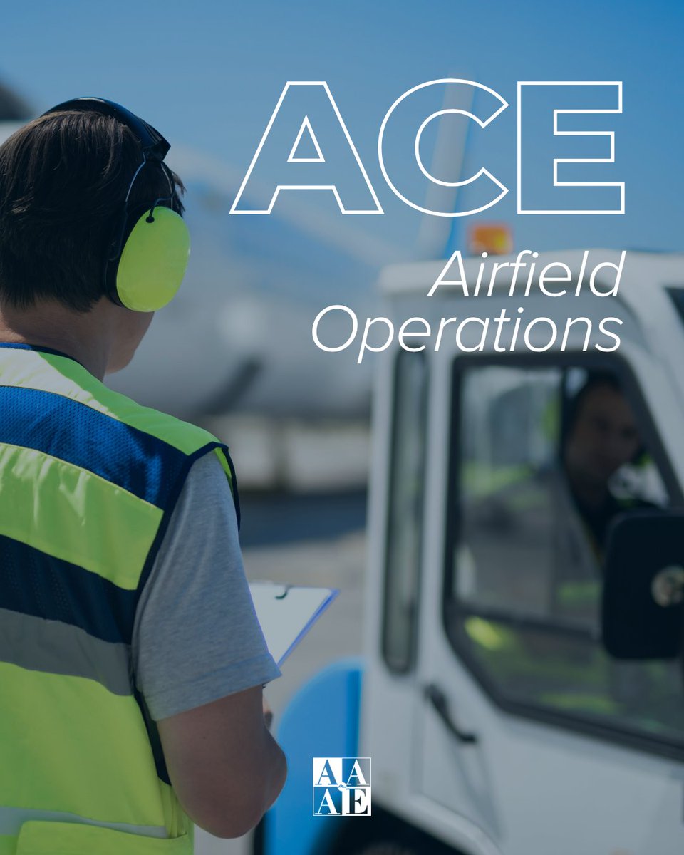 AAAEDelivers's tweet photo. Ready to take your career to new heights? ✈️ ACE Airfield Operations is your runway to success!

ACE Airfield Operations is built to educate and challenge airport personnel while preparing them to excel in Part 139 airfield operations.

🔗Register: https://t.co/7r6So7R1IC https://t.co/90qW2mXatB
