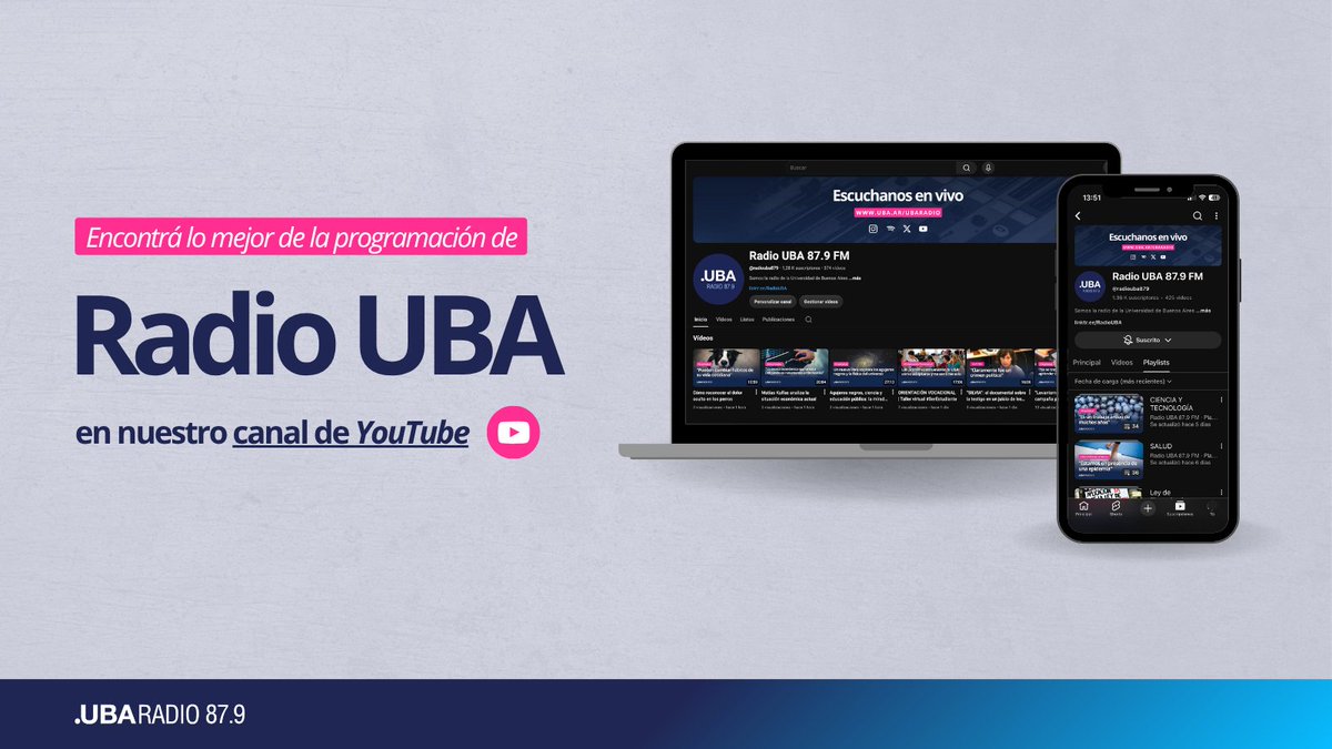 RadioUBA's tweet photo. ¿Te perdiste una entrevista o columna?  Encontrala en nuestro canal de YouTube con contenidos sobre:

👉Actualidad, salud, ciencia y tecnología, orientación vocacional, Ley de Financiamiento Universitario y más.   

📺Suscribite acá: https://t.co/B9yGInsKGl

#RadioUBA #YouTube https://t.co/BAd29Mnvxt