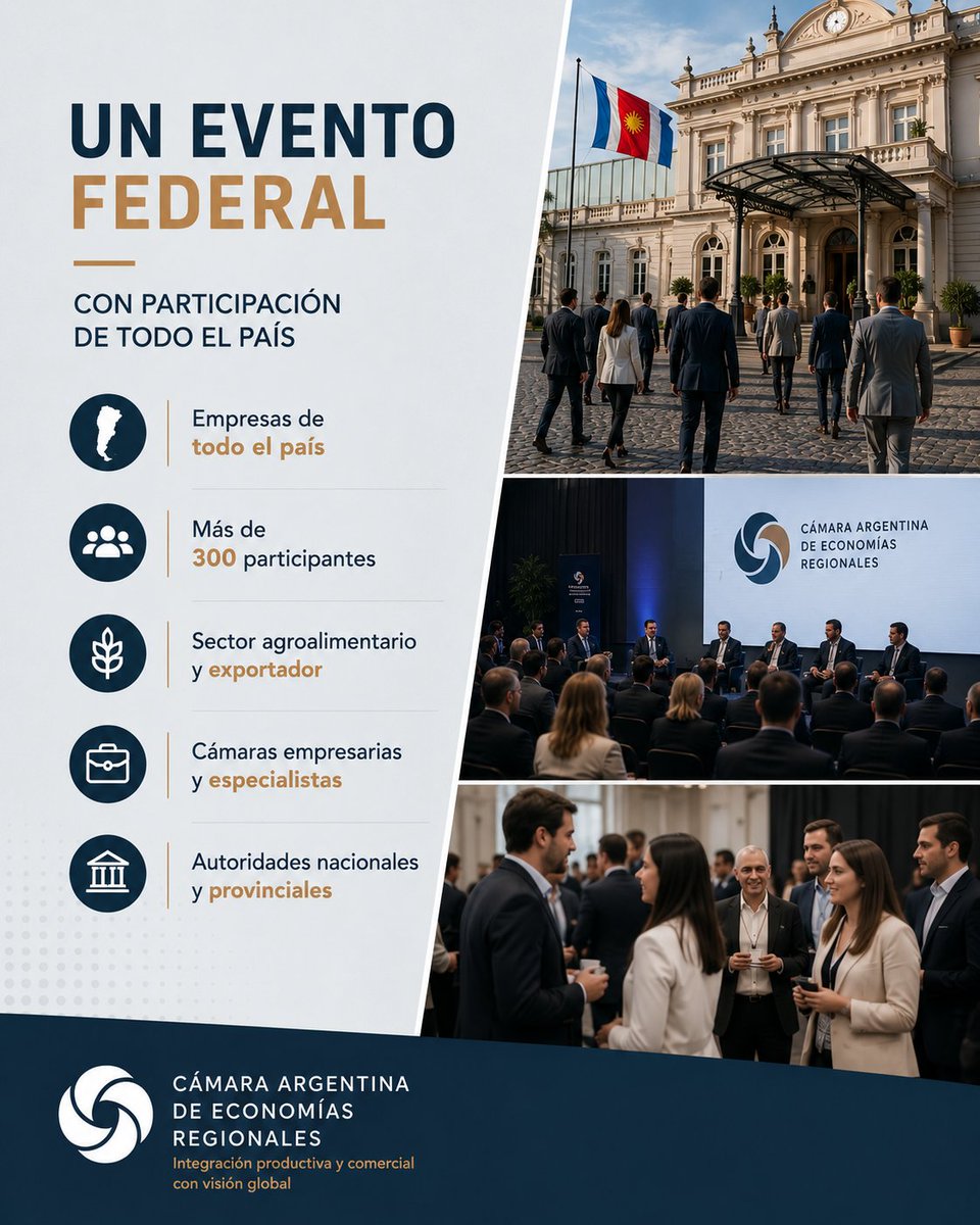 ACREarg's tweet photo. 🇦🇷 1° Foro de Economías Regionales de la República Argentina

📍 12 de junio | Fórum de Santiago del Estero

Un encuentro federal que reunirá a empresas, instituciones y especialistas para impulsar la producción y la internacionalización de las economías regionales. https://t.co/MlOti4ymWX