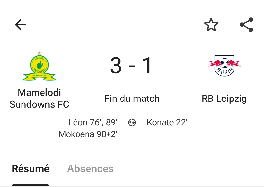 anasselv's tweet photo. صاندونز او (منتخب جنوب أفريقيا) من بعد ماربح دوري أبطال أفريقيا قدام الجيش الملكي بفارق هدف وبصعوبة، ليوم ربحو لايبزك الالماني ب3.

كايبن ليا غادي يسطرو على دوري أبطال أفريقيا وحد 5 سنين جاية، ولو لا افتقدهم للخبت الكروي كون ربحو حتى دوك جوج نهائيات لي كانو خسرو https://t.co/d3d2a0wzAJ