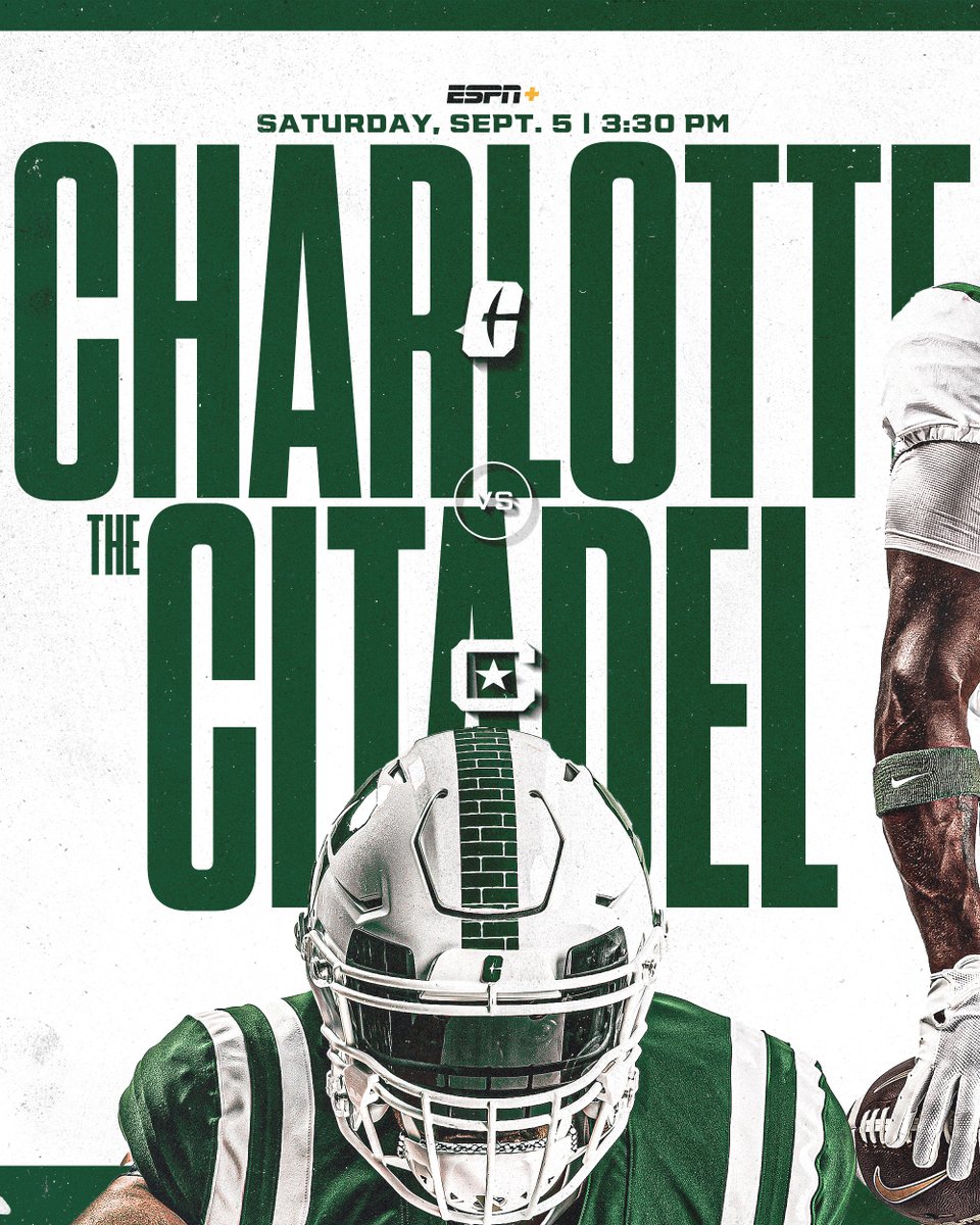 Charlotte49ers's tweet photo. Circle the dates📅 Set the reminders⏰ Make your tailgate plans🍖

9.5 — vs. The Citadel — 3:30 PM — ESPN+
9.12 — at Ole Miss — 7:45 PM — ESPN2/SEC Network
9.19 — at App State — 6 PM — ESPN+
10.30 — vs. Tulane — 7 PM — ESPN2

Which game are you MOST ready for, Niner Nation? 

🎟️https://t.co/nVHtLKQ63Y
