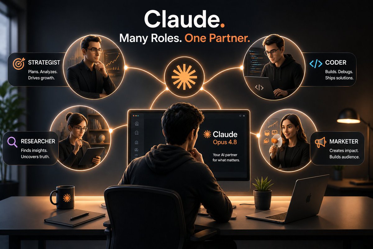 mcbeniwal's tweet photo. 🧵 How To Get The Most Out of @claudeai  Opus 4.8: Most people are using Claude Opus 4.8 completely wrong. @ClaudeDevs #Claude #ClaudeCode

They ask weak questions. Give no context. Treat it like Google.But if you use it correctly, Claude becomes:
✅ Strategist
✅ Developer
✅ Researcher
✅ Growth advisor
✅ Product manager

Here’s how to unlock its full power 🧵👇
