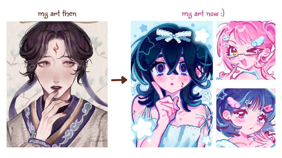 tsusealyangel's tweet photo. 🧵 1/6 an art journey :3

There was a time i was obsessed with chinese artists’ style so my style used to have everything detailed and semi-realistic. I did my best to replicate all the textures, colors, and vibes that the style had, but I realized it really wasn’t for me- https://t.co/miYWmp0t89