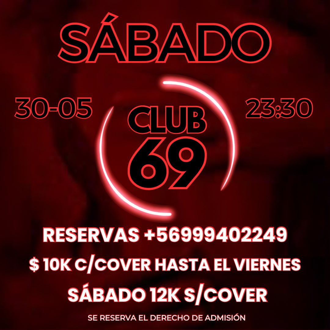 CLUB__69's tweet photo. Desde las 23:30 hrs.

- Barra
- Baños
- Mobiliario morboso
- Zona fumadores
- Zonas cruising
- 1er y 2do. piso climatizados sin estufas
- Lockers gratis con candado para tus cosas
- Higiene, limpieza y comodidad

#gaychile🇨🇱 #gaychilesantiago #santiagogay #santiagogaychile https://t.co/fCpkEawnzo
