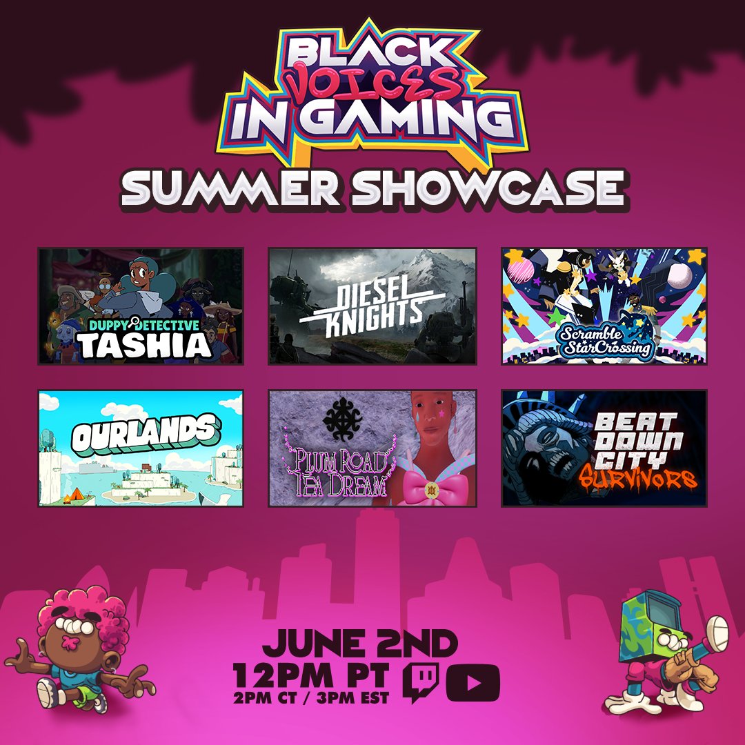 BVIGaming's tweet photo. On June 2nd 12PM PT we'll be dropping game trailers, spotlights & interviews during this year's BViG showcase, live on Twitch!

Some games we'll be highlighting:
Truck-kun is Supporting Me from Another World?!
Ourlands
Plum Road Tea Dream
Bathory: Heritage of Blood
Duppy Detective Tashia

Tune in!