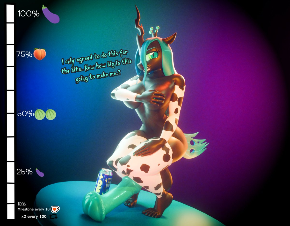 CryoWolfNine's tweet photo. Starting up a whole new growth drive! This time centered around Queen Chrysalis! We're startin off smol with the first milestone havin her sip the drink that makes your pp big. Each box being a milestone! Once a percentage has been reached, the next pic will be made!

You can contribute to the drive by buying ONE ko-fi or as many as your heart desires! But you can also contribute by retweeting! Once 100 retweets (per pic) have been reached, the contributions towards the drive will be doubled!

The drive will be active for as long as it's being supported or until max milestone is reached! Once the drive has gone inactive for over a month, the drive is closed! Contributions to the drive can be made to my ko-fi! Link in the replies! Have fun everyone! Thank you so much to anyone who supports the drive! Can't wait to see how this goes!

L1nk to the ko-fi in replies and inbio!