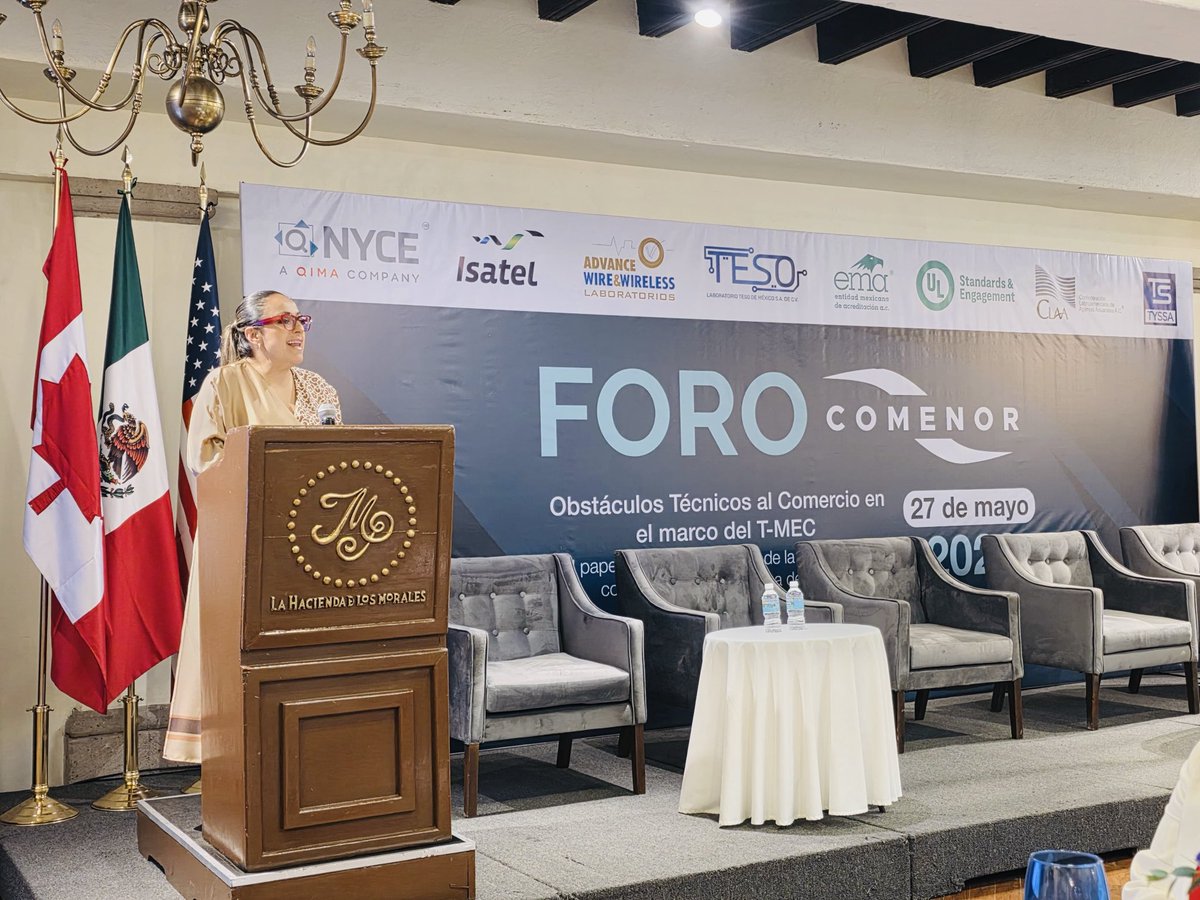 andreasolanor's tweet photo. Ha sido un honor inaugurar y exponer como @SE_mx el Foro “Obstáculos Técnicos al Comercio en el marco del #TMEC” organizado por el Consejo Mexicano de Normalización y Evaluación @ComenorMx su presidente @perez_munguia junto con un gran equipo que le acompaña en gestión vicepresidente Marco Antonio Heredia y su directora general Karla Fernández. 

Un espacio de diálogo técnico alto nivel, que contó con la presencia de funcionarias consejeras y agregadas comerciales/políticas de Canadá 🇨🇦 Julie Poirier y de Estados Unidos 🇺🇸 Lauren Coughlin, la Entidad Mexicana de Acreditación @ema_ac con su directora general Maribel López, del CENAM su director general de servicios tecnológicos Luis Omar Becerra, por parte de @CANACINTRAMex su vicepresidenta alimentos Beatriz Pelayo y de la Comisión Reguladora de Telecomunicaciones Comisionada del pleno Tania Villa entre grandes personalidades del ecosistema normativo nacional e internacional.

En estos momentos de retos comerciales globales la #InfraestructuraDeLaCalidad en México como parte integrante de la @OMC_es es clave y tractor para la atracción de inversión y trato igualitario entre países y socios comerciales. 🇲🇽🇺🇸🇨🇦

#MarceloEbrard
#OTC #OMC