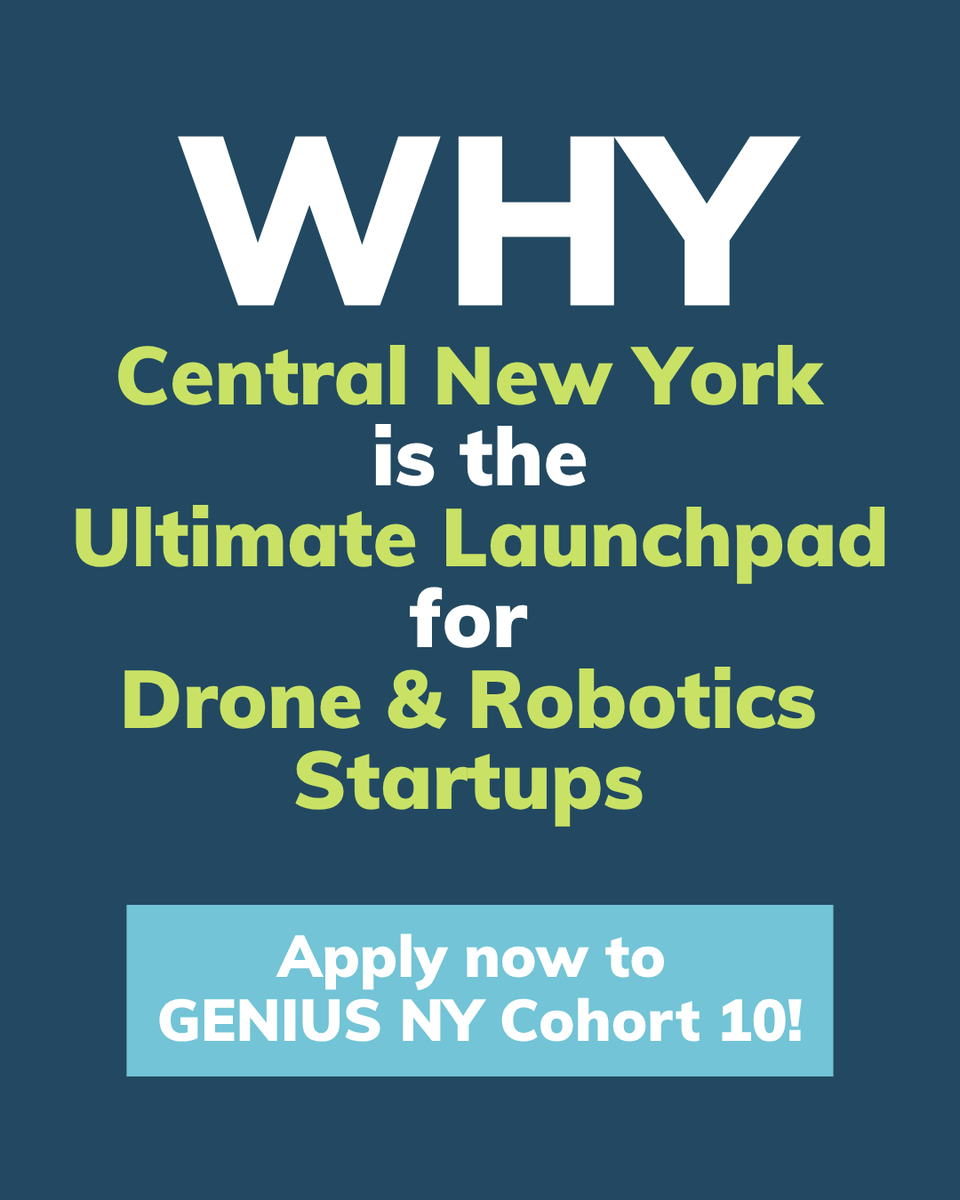 GENIUSNYProgram's tweet photo. Why are drone and robotics founders choosing Central New York?
🚁 FAA-designated UAS test site
🎓 Top engineering talent
💰 $27M invested through GENIUS NY
Apply by May 31: https://t.co/oLFGEmOvmY https://t.co/yZOJf9nv8n