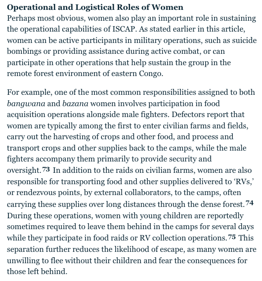 ryanmofarrell's tweet photo. Extremely excited to share my colleague Zawadi's new paper in @CTCWP about the role of women in ISCAP (ADF). Based on interviews with dozens of former members, she explains how women are integrated into its strict, extremely gendered social hierarchy  https://t.co/IsCSwaKaiR https://t.co/PCQ1vnldlU