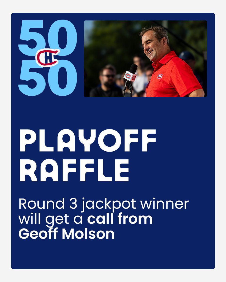 CHCFondation's tweet photo. The Round 3 50/50 jackpot has already surpassed $900,000, and one lucky winner will get an unforgettable call from Geoff Molson!

Try your luck → https://t.co/PNMyMJgH76 https://t.co/xxUF4ISLW5
