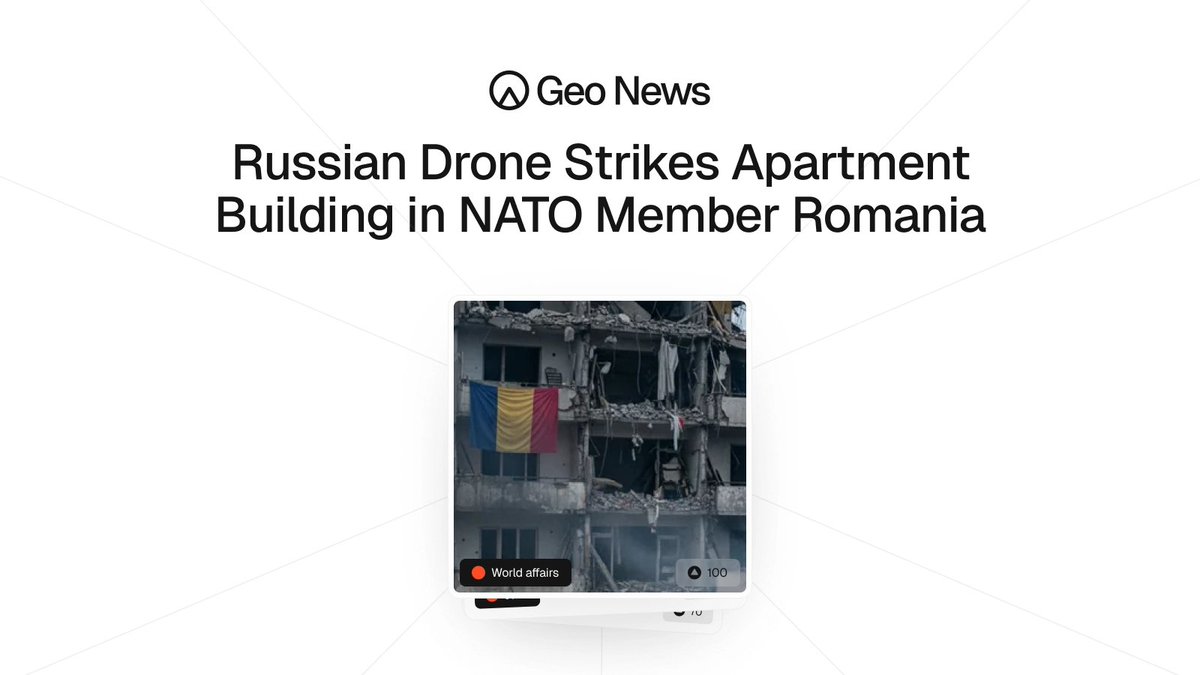 geoprotocol's tweet photo. A Russian drone just hit a NATO member country.

The drone struck an apartment building in Galati, Romania, injuring two. Romania's president called it the worst incident on Romanian soil since Russia invaded Ukraine in 2022.

Read more on Geo News ↓
https://t.co/aZCiUyQ3uo https://t.co/1dHL2tyDTn