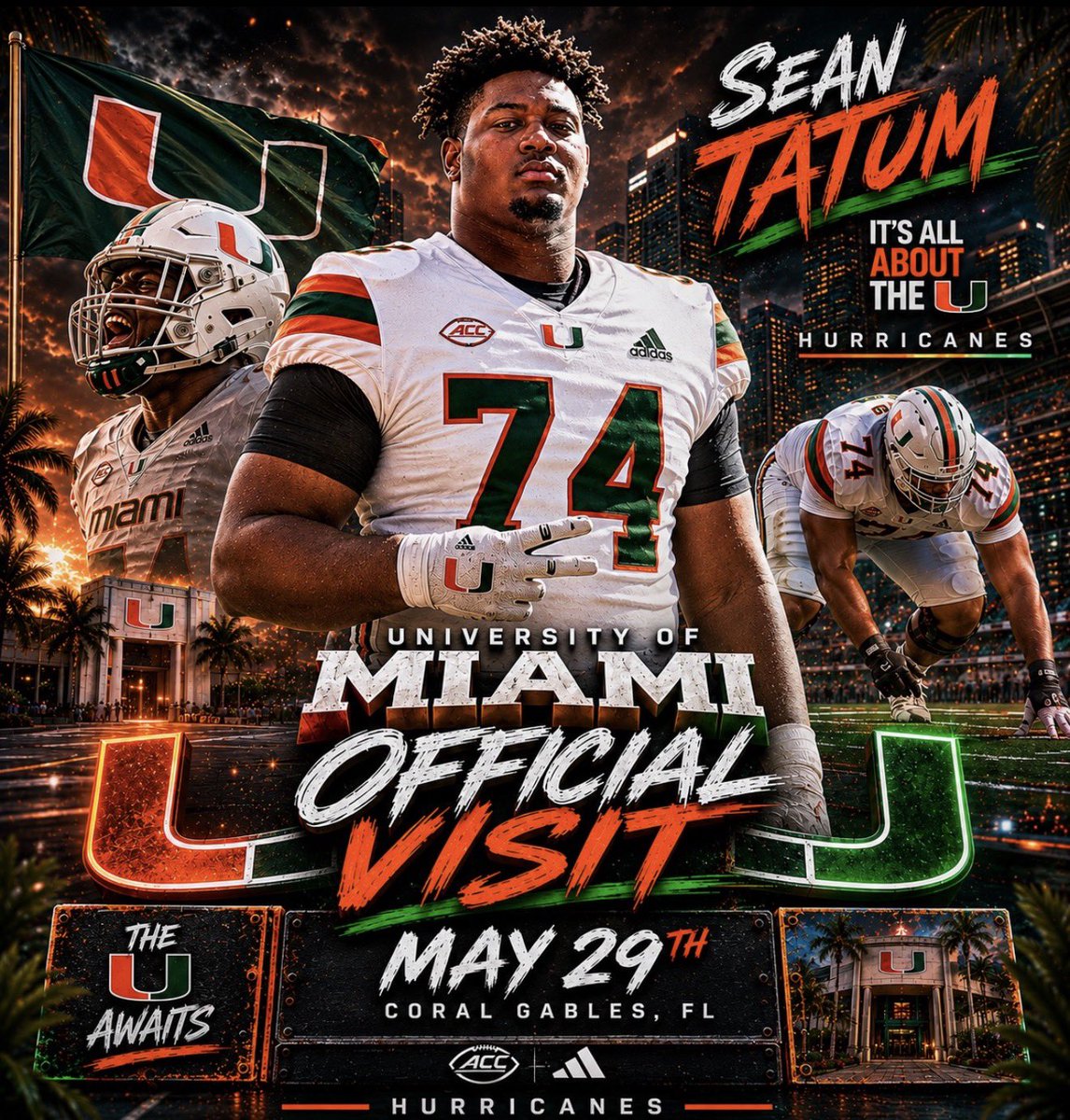 rasta_edits's tweet photo. 🚨OFFICIAL VISIT🚨

#Canes will get one of there big time in-state OL commits on campus today. The John Carroll product committed to the staff a couple months back.

Tatum brings a big presence to the OL room, that is already one of the best in the country. He will get plenty of time around Offensive Line Coach Alex Mirabal. 

#Miami hopes to get alot of their commits on campus to help recruit some other big time recruits to join them this weekend. 

Go Canes 🙌🏽